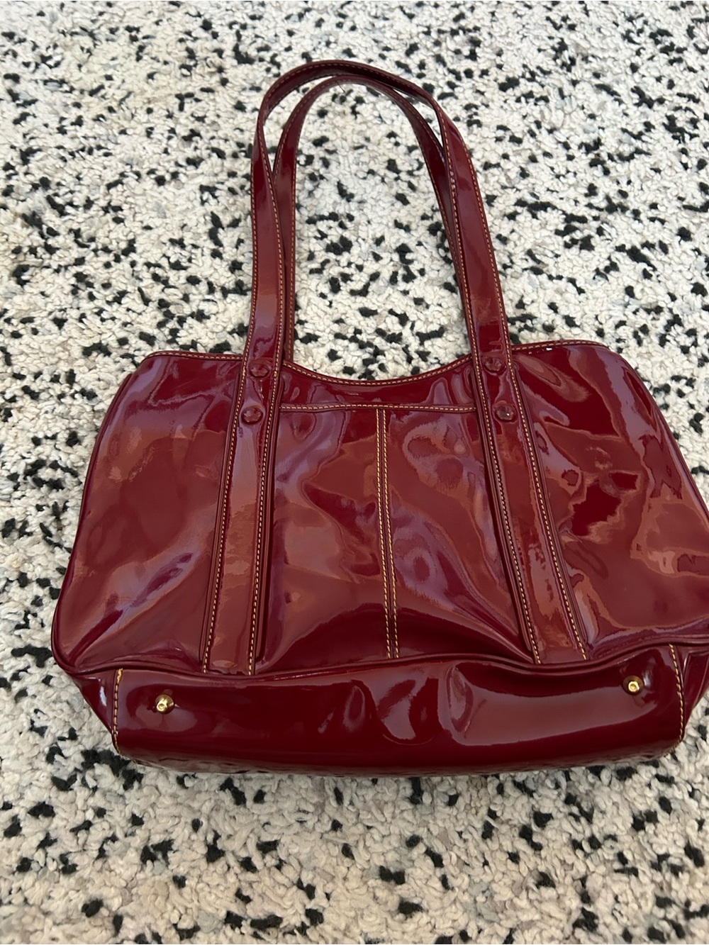 Maxx New York Patent Tote in Deep Wine Red